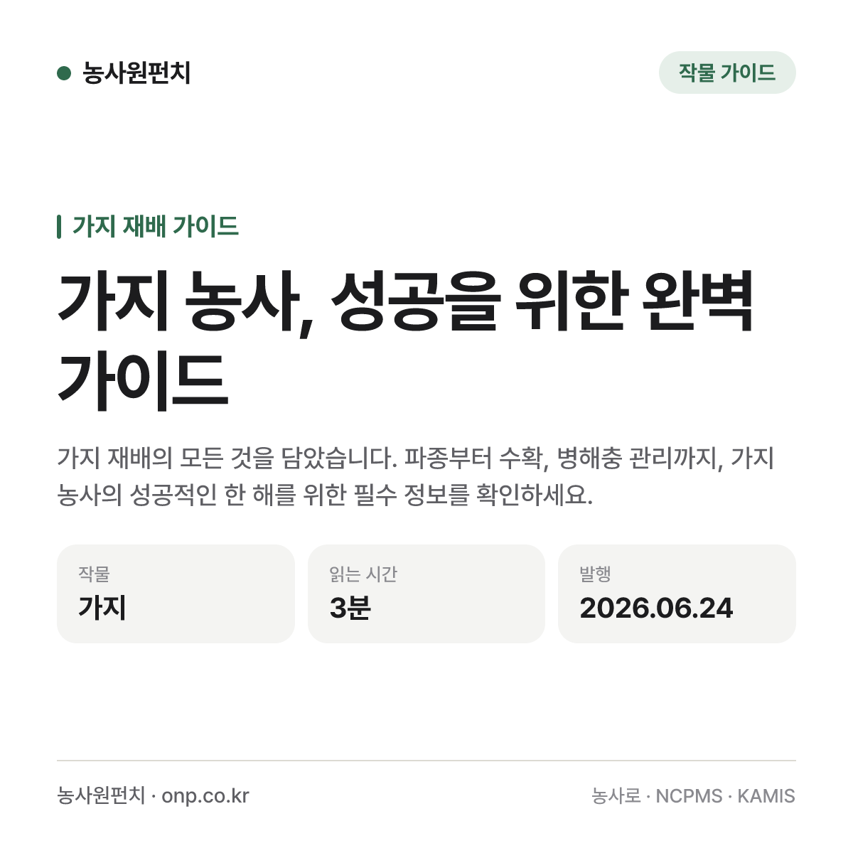 가지 농사, 성공을 위한 완벽 가이드